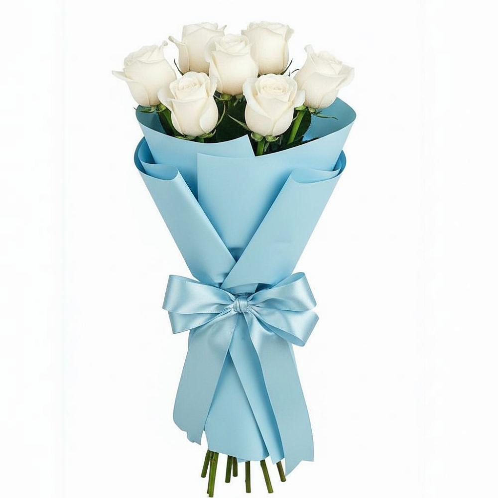 Букет 7 белых роз Проуд в Больших Ключах