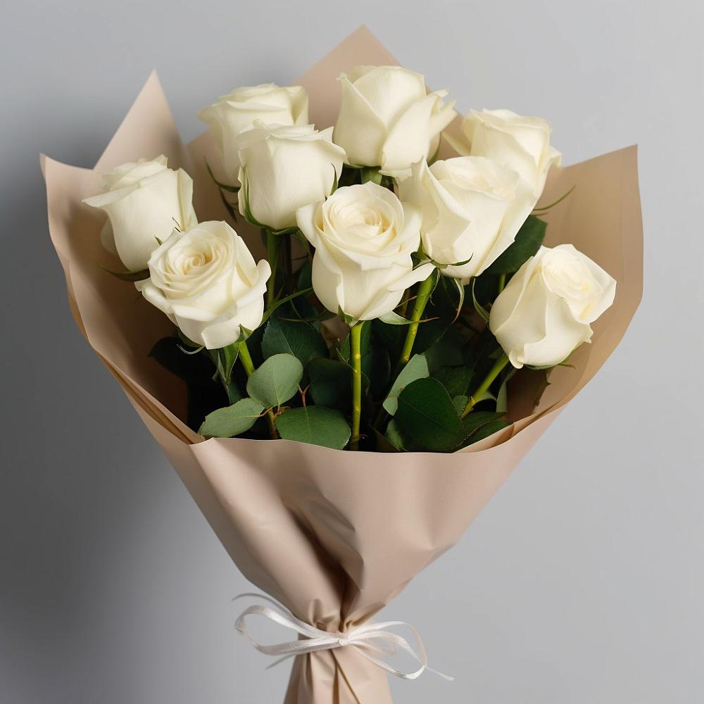 Букет 9 Белых роз Эдлесс Лав в Больших Ключах