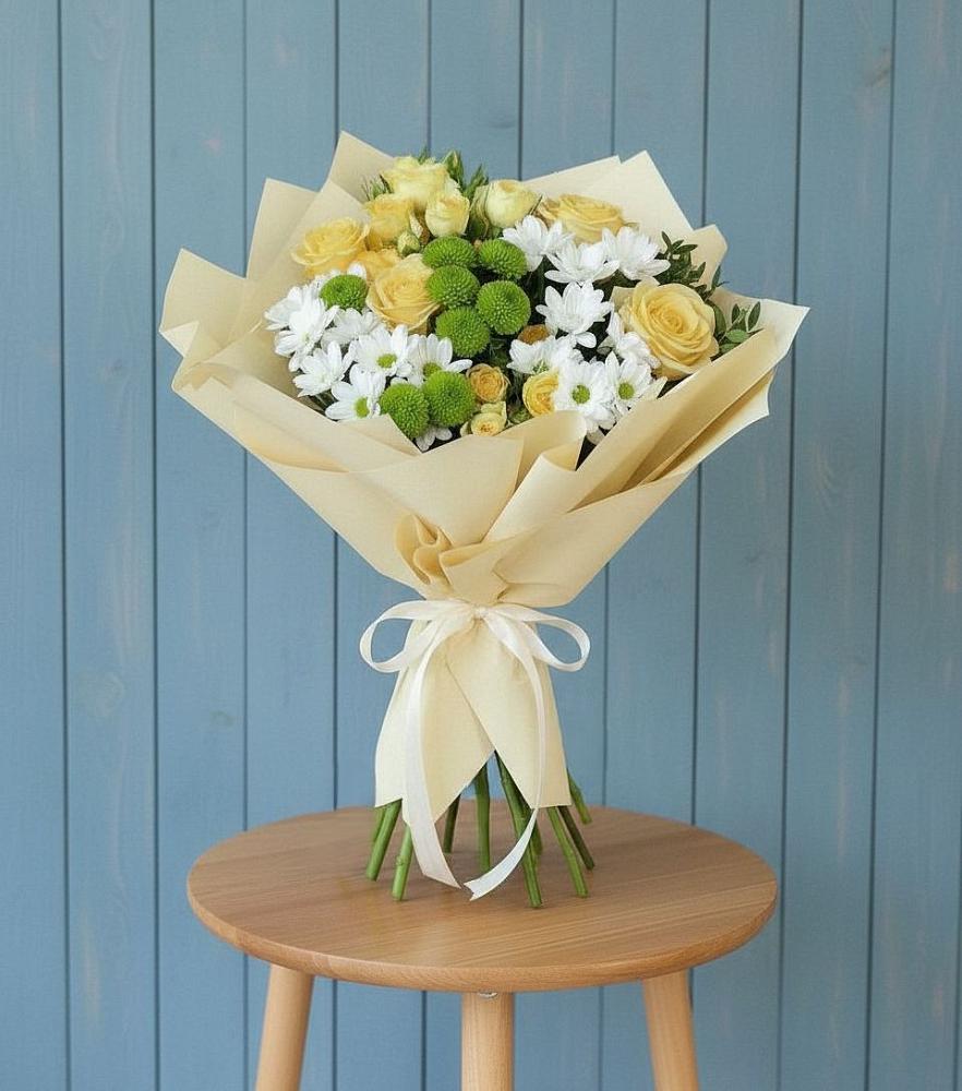 Букет цветов из: Хризантемы и Розы в Больших Ключах