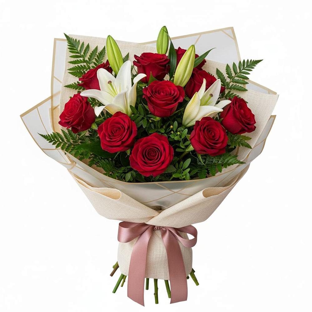 Букет цветов из: Лилии и Розы в Больших Ключах