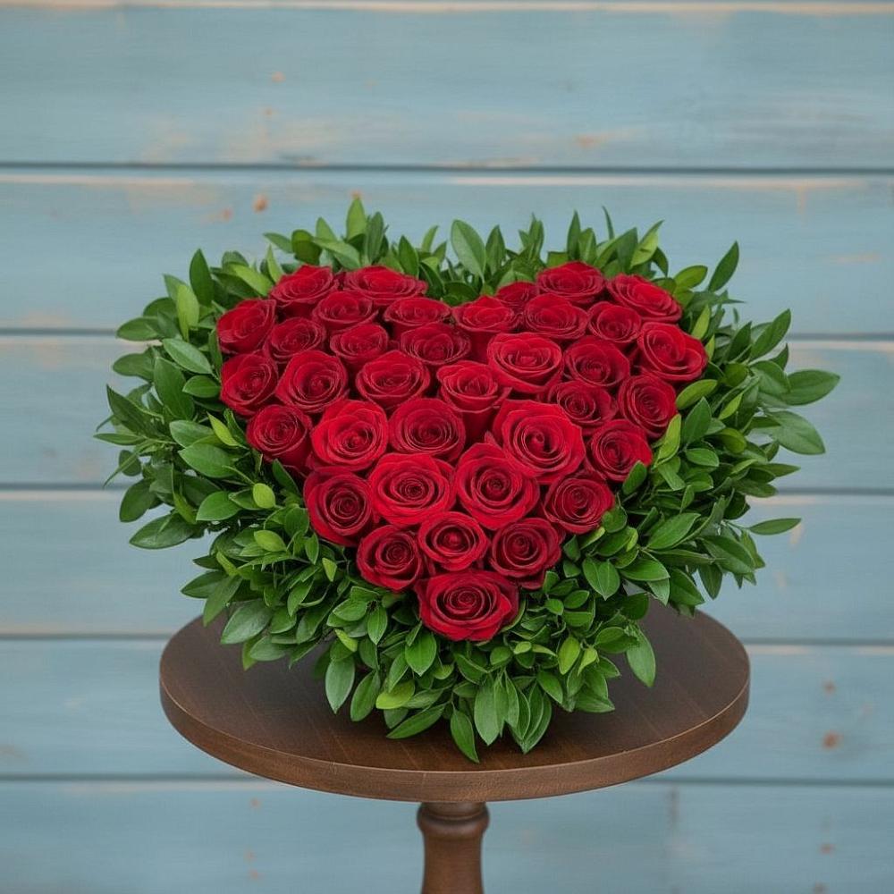 Цветочная композиция из Розы в виде сердца в Больших Ключах