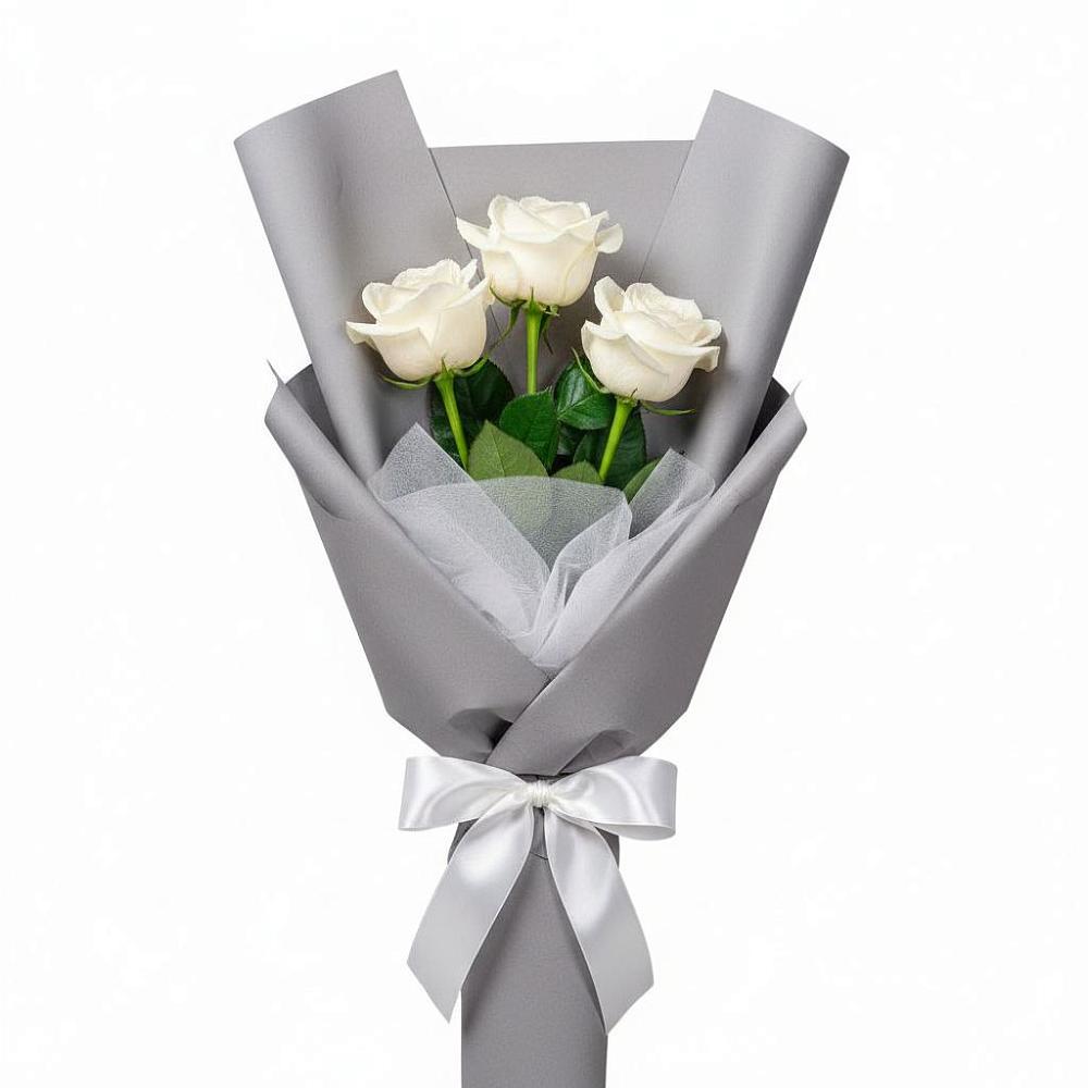 Букет 3 белые розы в Больших Ключах