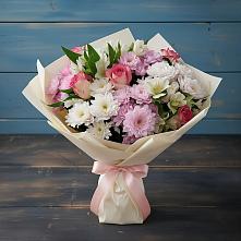 Букет цветов из:  Хризантемы, Альстромерии и Розы в Больших Ключах