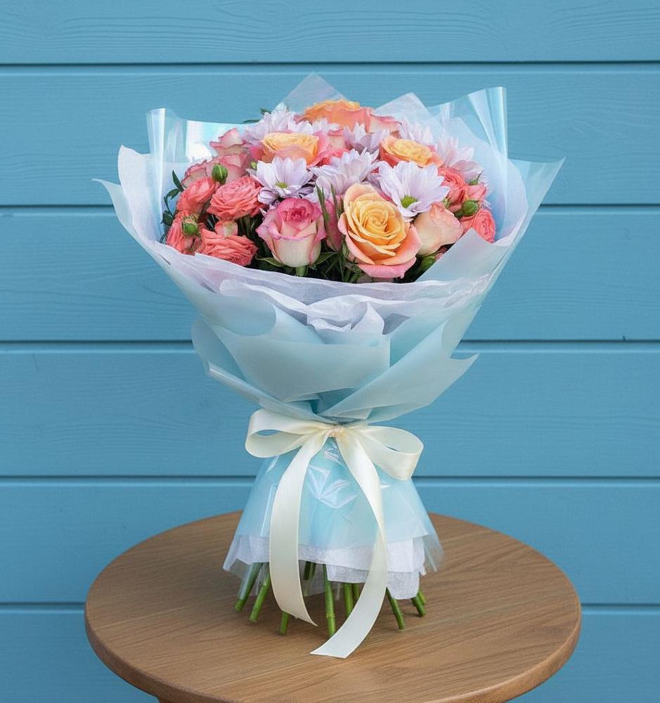 Букет цветов из: Хризантемы и Розы в Больших Ключах