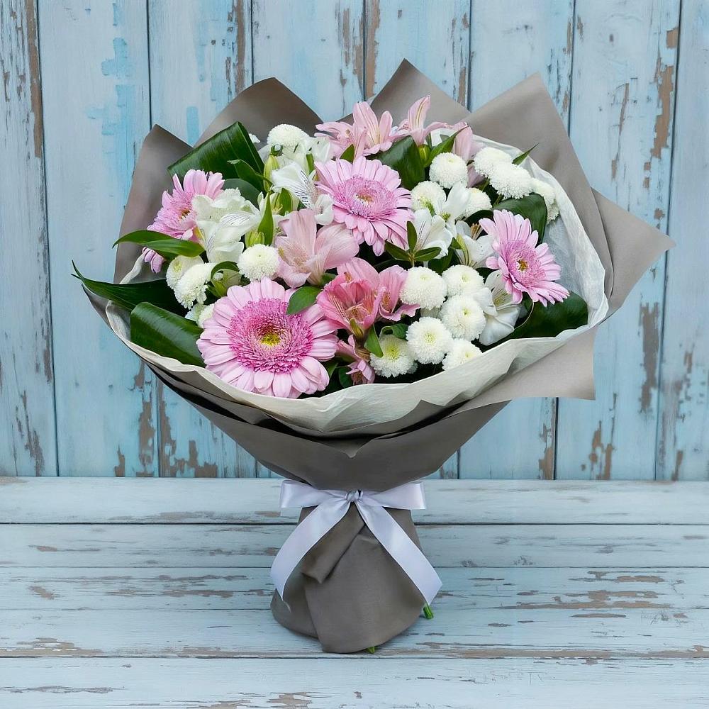 Букет цветов из: Герберы, Альстромерии и Хризантемы в Больших Ключах