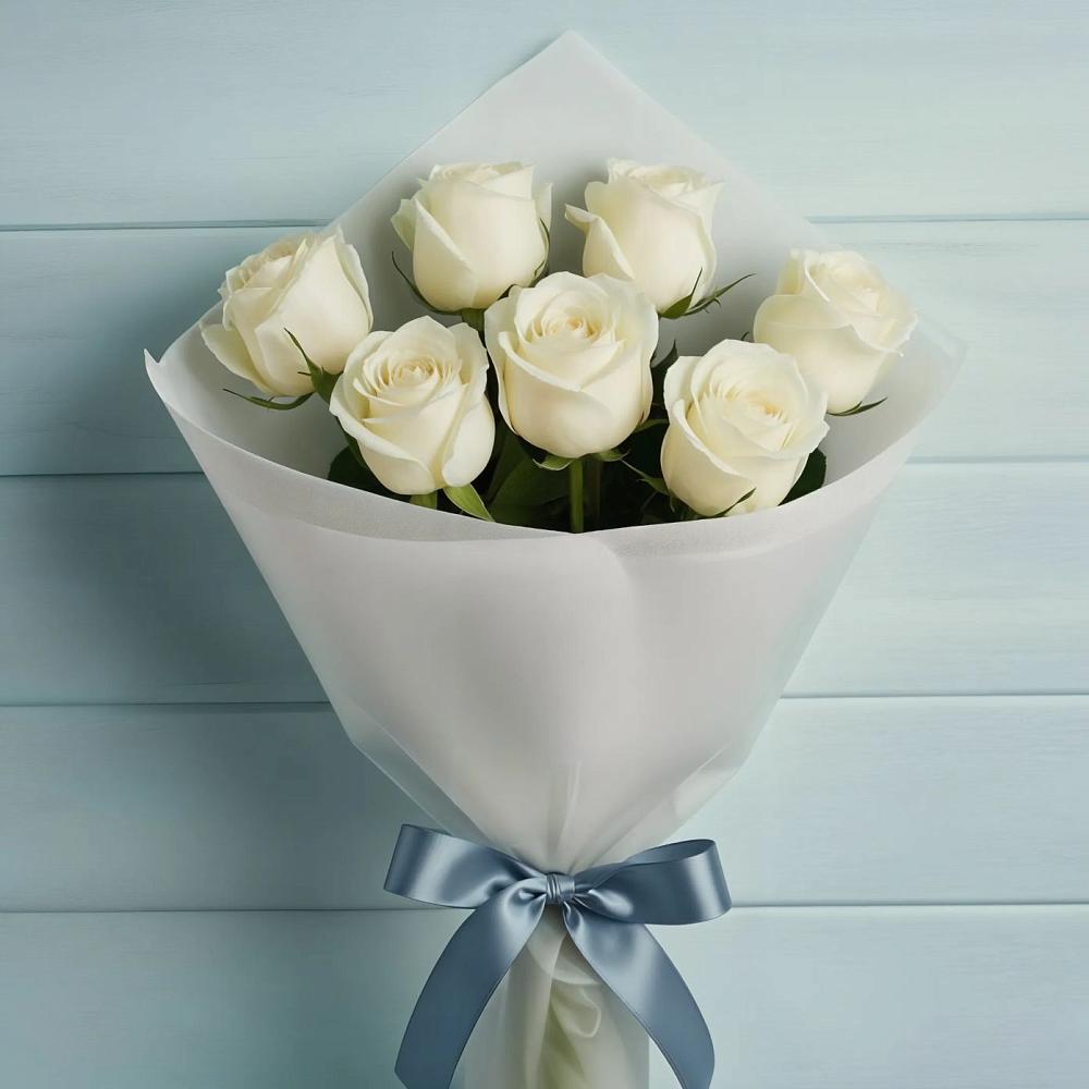 Букет 7 Белых роз Эдлесс Лав в Больших Ключах
